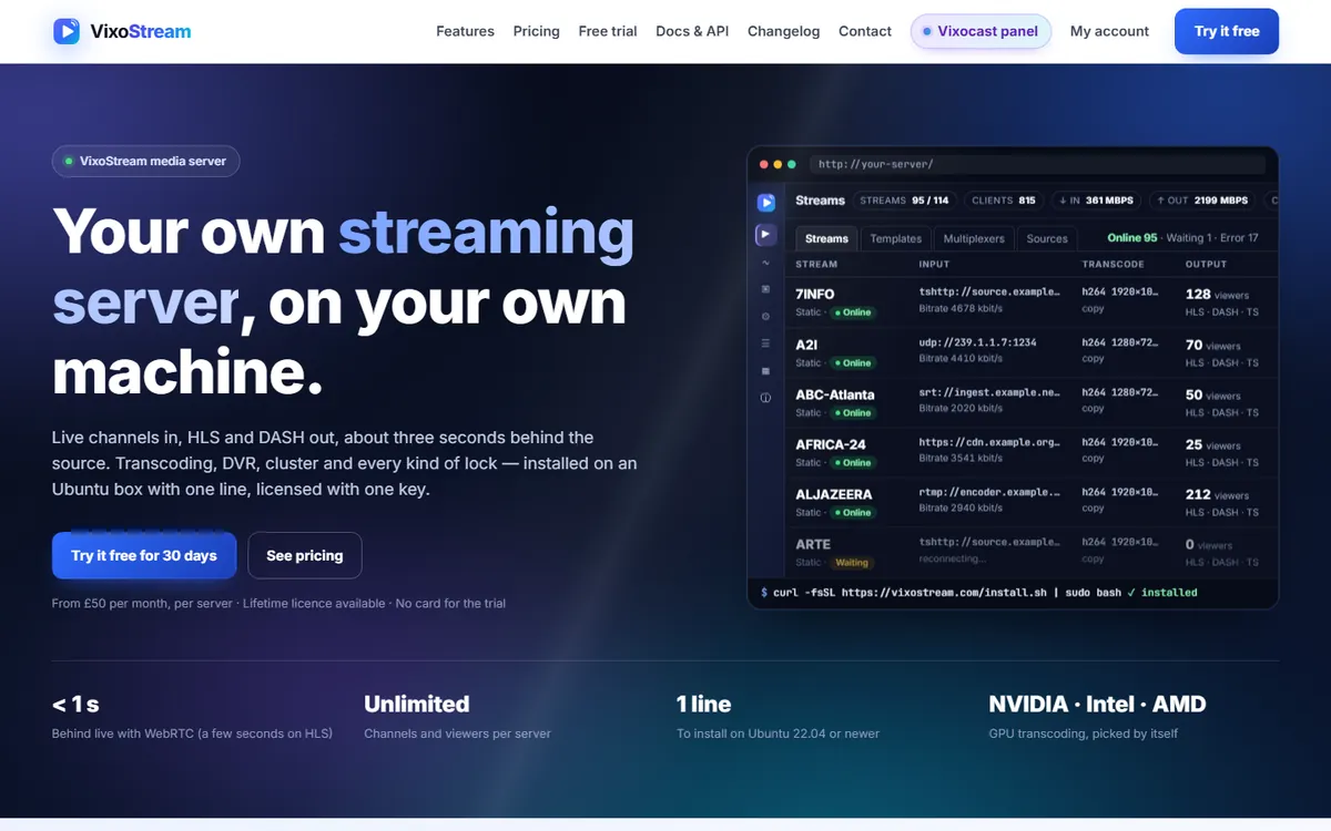 VixoStream website — vixostream.com